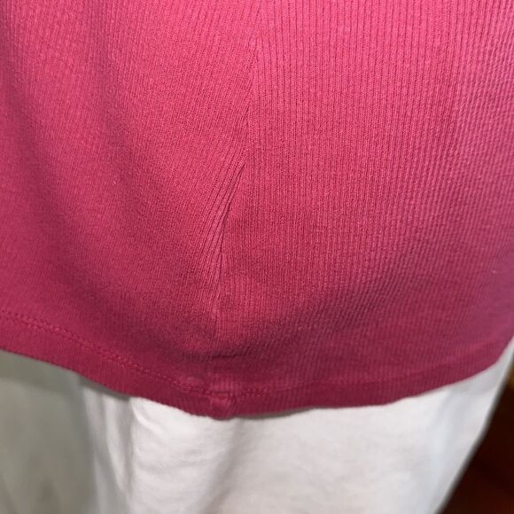 Lucky Brand XL Anemone Deep Pink Long Sleeve Ribbed Knit Snap Cotton Henley - Picture 9 of 16